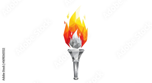 Vibrant stylized torch with a bright colorful fiery flame.