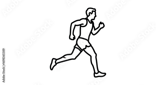 Line Drawing of a Running Man in Athletic Gear.