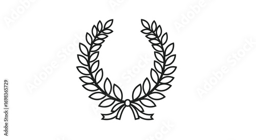 Elegant Black and White Laurel Wreath with Bow.