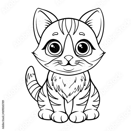 kitten vector line art drawing illustration