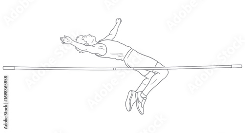 Athlete clearing high jump bar in dynamic motion.