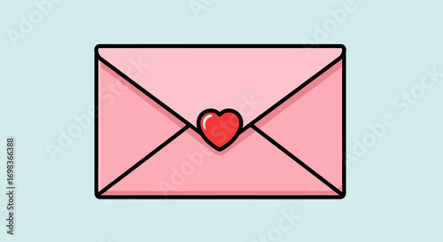 A pink envelope sealed with a small red heart, symbolizing love and affection delivered through correspondence.
