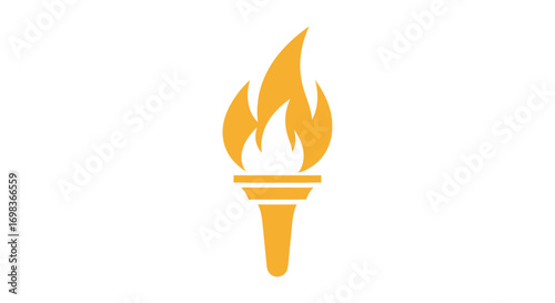 Fiery Golden Torch Icon: Symbol of Enlightenment and Victory.