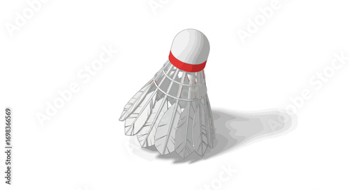 White Feather Shuttlecock with Red Band for Badminton.