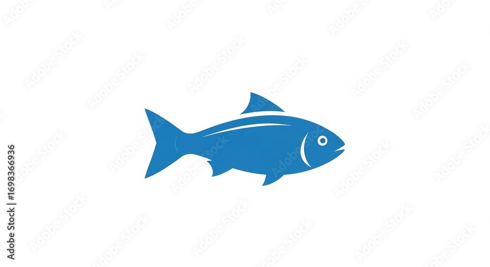 Fototapeta premium Illustration of a blue fish on a white background.