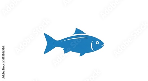 Illustration of a blue fish on a white background.