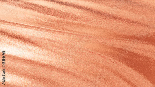 Rose gold silk fabric texture with smooth folds and shiny surface, elegant luxury background for design and decoration.