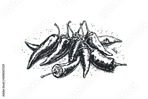 Pungent chili pepper cluster image with transparent background