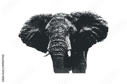 Halftone Texture Elephant Head Image