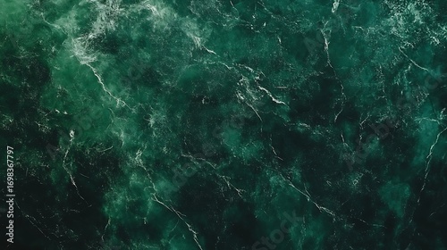 Aerial view of ocean water texture green sea surface background dark turquoise waves nature photography