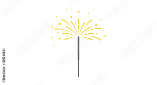 Brightly lit golden sparkler emitting festive light.