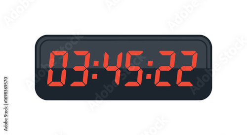 Digital Clock Displaying Time: 03:45:22 with Red LED Digits.