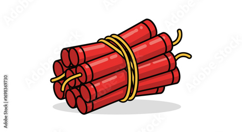 Cartoon Illustration of a Bundle of Red Dynamite Sticks.