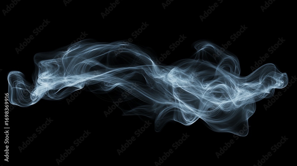 Fototapeta premium Ethereal smoke gracefully flows black backdrop
