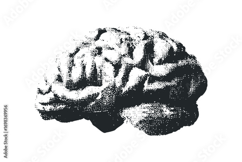 Monochromatic Halftone Brain Icon