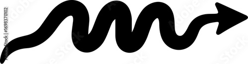 Vector Illustration Wavy Arrow Indicating Direction and Movement