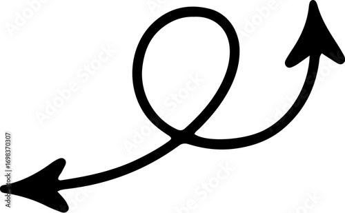 Curved path vector arrow graphic. Direction symbol icon
