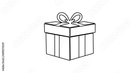 Modern gift box line open and close icon animation on a transparent background. reward celebration in gift box animation 4k video 
