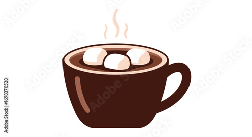 Warm Mug of Hot Chocolate with Marshmallows.