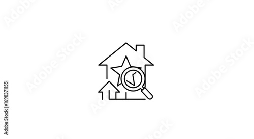 House search magnifying glass star rating growth.