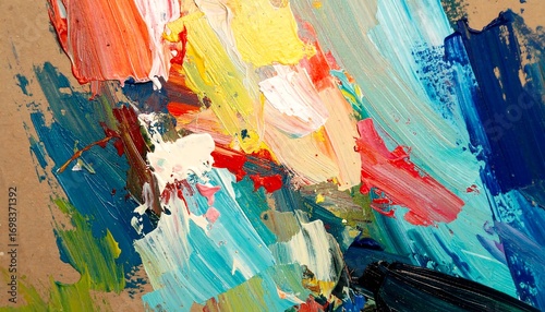 Abstract paint strokes on a canvas