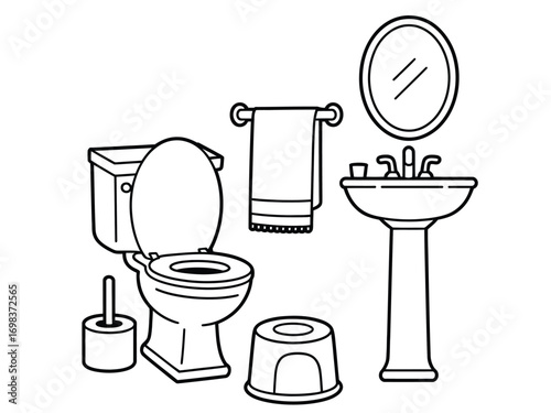 Simple black and white bathroom fixtures vector illustration scalable for eps export silhouette vector illustration white background