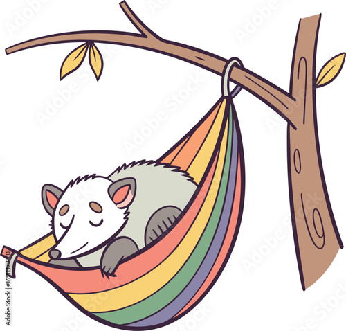 baby-opossum-sleeping-inside-a-rainbow-colored-ham.eps