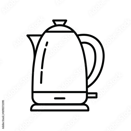 Simple line drawing electric kettle vector illustration scalable eps icon for kitchenware silhouette vector illustration white background