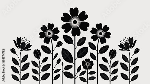Stylized black floral arrangement vector illustration scalable eps icon for decorative design silhouette vector illustration white background