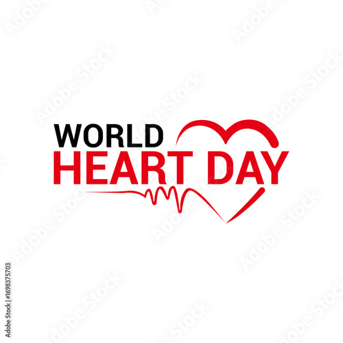 World Heart Day logo with heartbeat line and red heart design. Perfect for healthcare, awareness campaigns, cardiology, and medical wellness projects