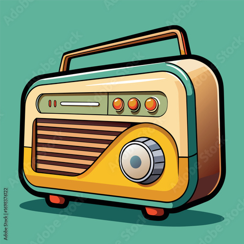Cartoon classic radio illustration art	
