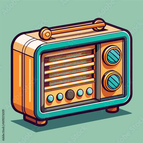 Cartoon classic radio illustration art	
