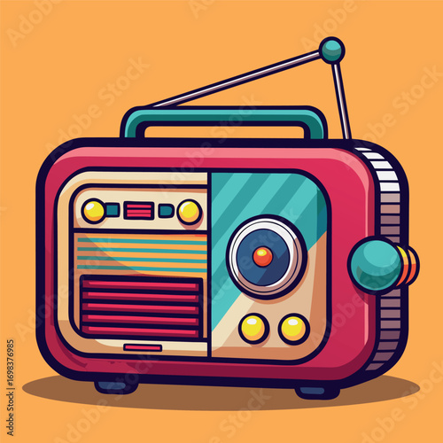 Cartoon classic radio illustration art	
