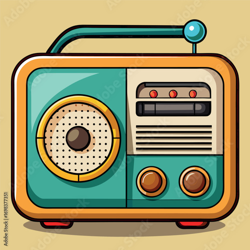 Cartoon classic radio illustration art	
