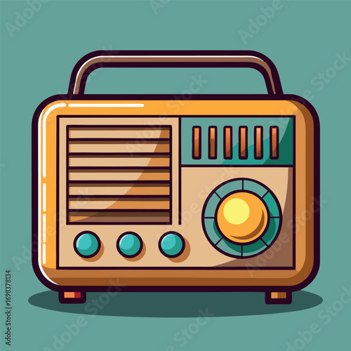 Cartoon classic radio illustration art	
