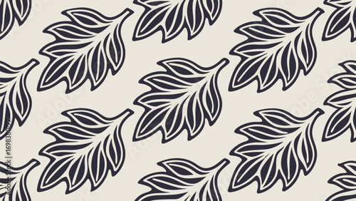 Elegant seamless pattern of stylized acanthus leaves in a modern ornamental style