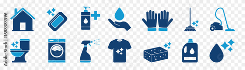 House cleaning flat icon set