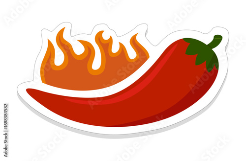 Red hot chili. Flame pepper icon. Spicy food symbol. Vector cooking illustration.