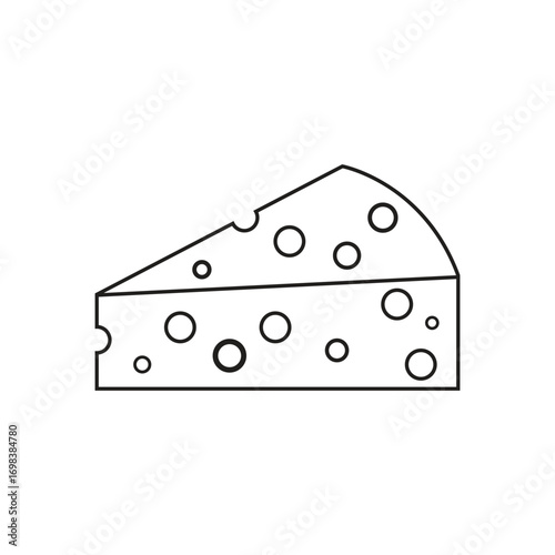 Minimalist cheese wedge line art illustration for menu design or food blog graphics so delicious looking