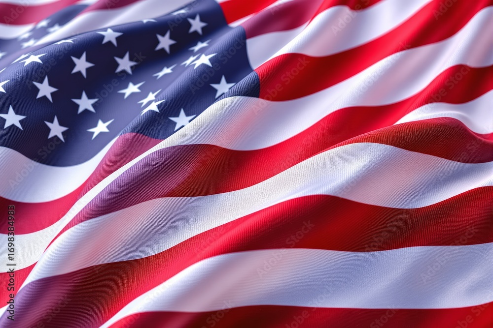 Close-up of USA flag with detailed fabric texture, wavy pattern, vibrant red-white-blue colors, creative background, patriotic concept. Ai generative Close-up of USA flag with detailed fabric texture, wavy pattern, vibrant red-white-blue colors, creative background, patriotic concept. Ai generative