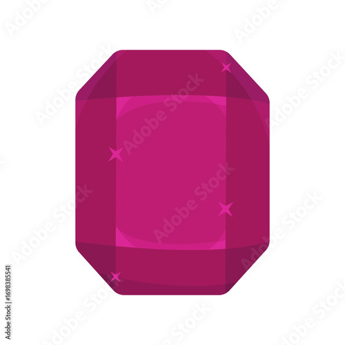 Faceted pink gemstone. Shiny crystal jewel. Precious mineral stone. Luxury gem design.