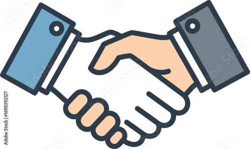 Professional business handshake icon for partnership agreement.