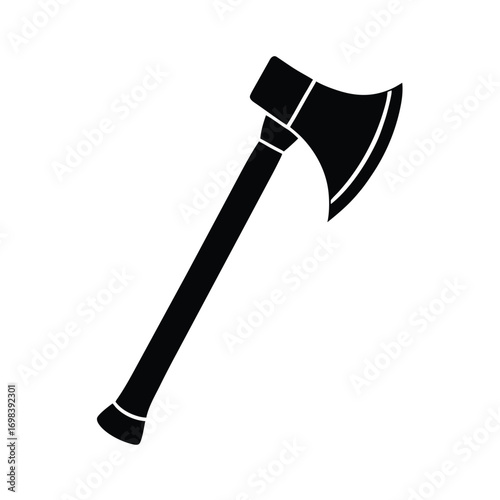 Minimalist black axe silhouette on a clean white background