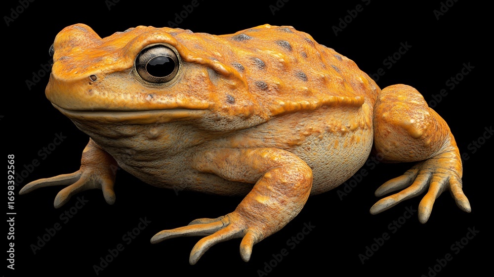 Obraz premium Pondering orange frog against darkness