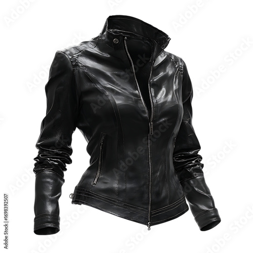 black female leather jacket png