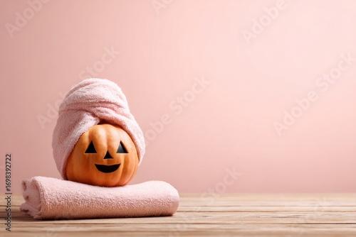 Halloween Pumpkin with Spa Towel for Selfcare
