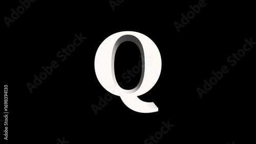 abstract glowing Educational concept letter Q. text icon animation. Glowing alphabet Q icon. 