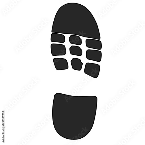 Hand-drawn illustration of a shoe print, simple design, minimalist artwork