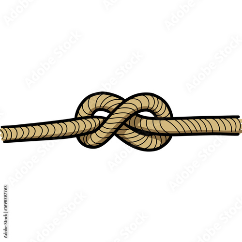 Hand-drawn illustration of a rope knot, simple and clear design, minimalist artwork