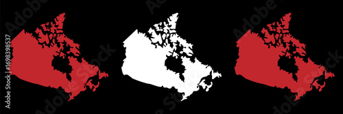 Set map in two colors on a black background of the Canada. Map of Canada. Borders of the Canada.